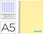 Caderno Espiral A5 Micro Wonder Capa Plástico 120f 90g Quadricula 5mm 5 Bandas 6 Furos Amarelo
