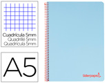 Caderno Espiral A5 Micro Wonder Capa Plástico 120f 90g Quadricula 5mm 5 Bandas 6 Furos Azul