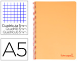 Caderno Espiral A5 Micro Wonder Capa Plástico 120f 90g Quadricula 5mm 5 Bandas 6 Furos Laranja