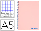 Caderno Espiral A5 Micro Wonder Capa Plástico 120f 90g Quadricula 5mm 5 Bandas 6 Furos Rosa