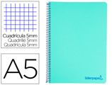 Caderno Espiral A5 Micro Wonder Capa Plástico 120f 90g Quadricula 5mm 5 Bandas 6 Furos Verde