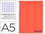 Caderno Espiral A5 Micro Wonder Capa Plástico 120f 90g Quadricula 5mm 5 Bandas 6 Furos Vermelho