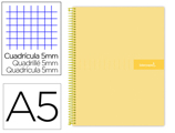 Caderno Espiral A5 Micro Crafty Tapa Forrada 120h 90 gr Cuadro 5mm 5 Bandas6 Taladros Color Amarelo