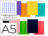 Caderno Espiral A5 Micro Jolly Tapa Forrada 140h 75 gr Cuadro 5mm 5 Bandas6 Taladros Colores Surtidos