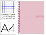 Caderno Espiral A4 Micro Crafty Tapa Forrada 120h 90 gr Cuadro 5 mm 5 Bandas 4 Colores Color Rosa