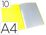 Portfólio 10 Bolsas Polipropileno Din A4 Amarelo Fluor Opaco