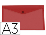 Bolsa Porta Documentos com Mola Din A3 Vermelho Translúcido