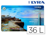 Lápis de Cores Lyra Graduate Aquarell Caixa Metálica de 36 Cores Sortidas + Pincel