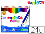 Lápis de Cores Carioca Aguarelavel Caixa Metálica de 24 Cores Sortidas