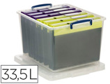 Organizador Archivo 2000 Apilable Poliestireno Transparente Con Tapa Y Asas 33,5 Litros 465x383x285 mm