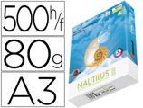 Papel Fotocopia Nautilus Superwhite 100% Reciclado Din A3 80 gr Pack de 500 Folhas