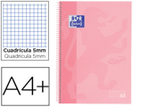 Caderno Espiral Oxford Ebook 1 School Touch Te Din A4+ 80 Folhas Quadricula 5 mm com Margem Flamingo Pastel