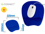 Tapete para Rato Q-connect com Apoio de Pulsos Ergonomica de Gel Cor Azul