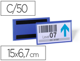 Bolsa Durable Magnética 150x67 mm Plástico Azul Janela Transparente Pack de 50 Unidades
