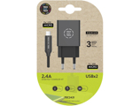 Carregador Tech One Tech 2.4 Duplo USB + Cabo Braided Nylon Micro USB Android Comprimento 1 mt Cor Preto