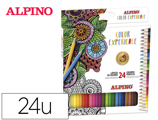Lápis de Cores Alpino Experience Aguarelavel Mina Premium 3,3 mm Caixa Metálica de 24 Unidades Cores Sortidas
