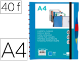Portfólio / Pasta A4 com 40 Bolsas Intercambiaveis 5 Separadores Envelope e Elástico Capa e Lombada Personalizavel Azul T