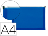 Carpeta Dossier A4 Cierre de Cremallera Azul Translúcido