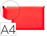 Carpeta Dossier A4 Cierre de Cremallera Rojo Translúcido