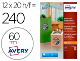 Etiqueta Adesiva Avery Kraft Efecto Carton Redonda Removible para Impresora Laser Inyeccion Tinta