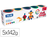 Plasticina Milan para Modelar Soft Dough Glitter Caixa de 5 Frascos Cores Sortidas 142 G
