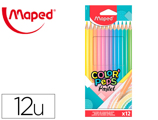 Lápis de Cor Maped Color Peps Caixa de 12 Cores Pastel Sortidas