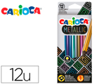 Lápis de Cor Carioca Metallic Hexagonal Mina 3,3 mm Caixa de 12 Cores Sortidas