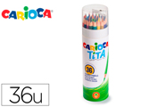 Lápis de Cor Carioca Tita Mina 3 mm Tubo Metal 36 Cores Sortidas + Apara Lapis