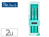 Esferográfica Belius Bari Set com 2 Esferográficas Cor Celeste Ponta 1 mm Tinta Azul em Caixa de Oferta