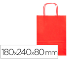 Saco de Papel Basika Celulose Vermelho XS com Asa Torcida 180x240x80 mm