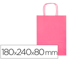 Saco de Papel Basika Celulose Rosa XS com Asa Torcida 180x240x80 mm