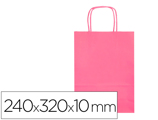 Saco de Papel Basika Celulose Rosa S com Asa Torcida 240x320x10 mm