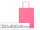 Bolsa de Papel Q-connect Celulose Rosa L com Asa Retorcida 320x400x14 mm