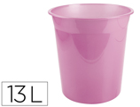 Cesto de Papeis em Plástico Ecouse 100% Reciclado Rosa Translúcido 13 Litros 275x285 mm