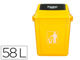 Contentor de Lixo Q-connect Plástico com Tampa de Empurrar 58 Litros 470x330x760 mm Amarelo