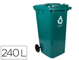 Contentor de Lixo Q-connect Plástico com Tampa e Rodas 240 Litros 1040x620x610 mm Verde