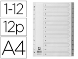 Separador Numerico Q-connect Plástico 1-12 Conjunto de 12 Separadores Din A4 Multiperfurados