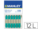 Lápis de Cera Manley Unicolor Verde Azulado Caixa de 12 n.23