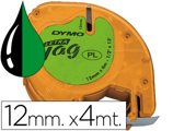 Fita Dymo 12mmx4mt -preto/verde Acido para Máquina Letratag