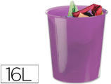 Cesto Q-connect de Papeis em Plástico Violeta Translúcido 16 Litros - 31 X 29 cm