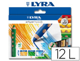 Lápis de Cores Aguarelavel Lyra Groove Triple Triangular Minas 10mm Caixa de 12 Cores