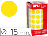 Etiquetas Apli Autoadesivos Circulares 15 mm Amarelo em Rolo com 2832 Unidades