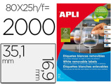 Etiquetas Adesivas Apli 35,6x16,9 mm Fotocopiadora Laser Tinteiro Caixa 25 Folhas Din A4 com 2000 Etiquetas
