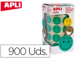 Etiquetas Apli Autoadesivas Smile Verde Cara Feliz Rolo de 900 Unidades