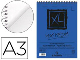 Bloco de Desenho Aguarela Canson XL Mix Media Grano Medio Din A3 Microperfurado Espiral 29,7x42cm 30 Folhas 300 gr