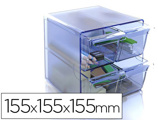 Cubo de Arquivo Archivo 2000 4 Gavetas Organizador Modular Plástico Azul Transparente 155x155x155 mm