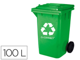 Contentor de Lixo Q-connect Plástico 100l com Capa Verde 75x37x47 cm