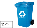 Contentor de Lixo Q-connect Plástico 100l com Capa Azul 75x37x47 cm