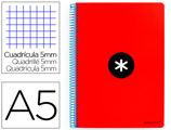 Caderno Espiral Quarto Antartik Capa Extradura 80 F 100 gr Quadricula 4 mm com Margem Cor Vermelho