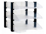 Tabuleiro de Secretária Archivo 2000 Plástico Transparente com Elevadores Preto Conjunto de 3 Tabuleiros 280x285x350 mm